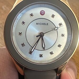 Michele Rose Gold watch with Silver Dial and Gray Bezel